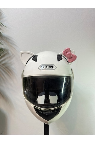 Motor & Motosiklet Pembe Fiyonklu Beyaz Kedi Kulak Kask Dış Aksesuarı Diğer