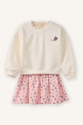 Defacto 2li Takım Sweatshirt Etek Kız Bebek G8105a526smer99 Ekru-er99