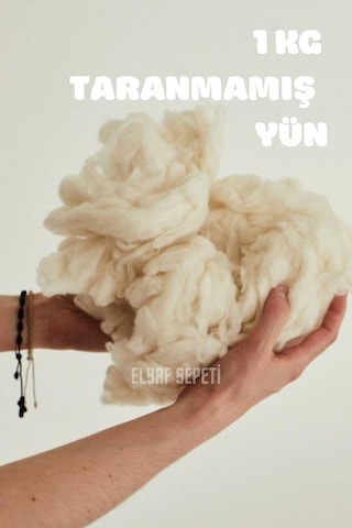 1 Kg 100% L Yıkanmış Taranmamış Saf Merinos Kuzu Yünü Renksiz