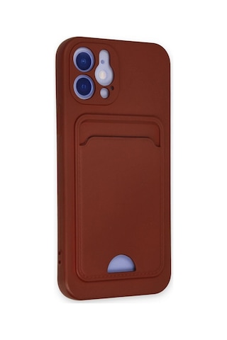Newface Apple Apple iPhone Uyumlu 12 Kılıf Kelvin Kartvizitli Silikon - Bordo