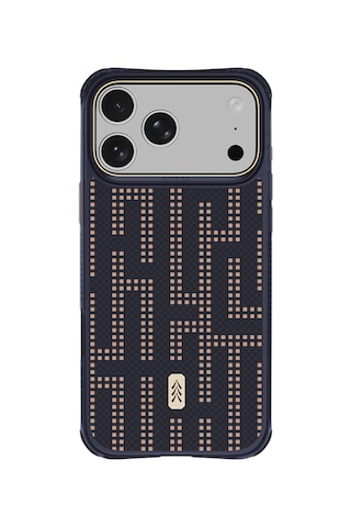 Apple iPhone Uyumlu 18 Pro Max Kılıf M-safe Şarj Özellikli Raptic Aramid Dual Grid Serisi Karbon Kapak Lacivert