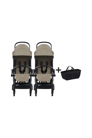 Bumprider Connect³ İkiz Bebek Arabası Black - Sand & Yan Düzenleyici Çanta
