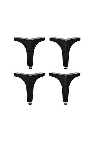 4 Adet Klas Ayak Metal 17 Cm Mat Siyah Mobilya Koltuk Ayağı