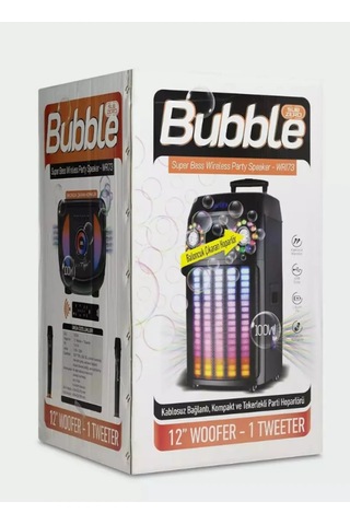 Subzero Wr173 12 100w Rgb Bluetooth Müzik Kutusu Baloncuk Çıkartan, 2 Kablosuz Mikrofonlu Siyah