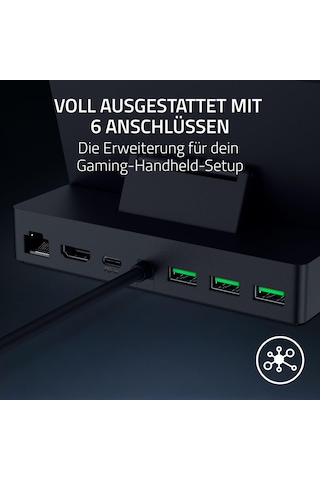 Razer Elde Taşınabilir Dock Chroma - Mobil Oyun Veya Tablet Cihazları İçin 6 Bağlantı Noktalı Hdmı Şarj Merkezi 3x Usb A, 1x Hmdı, 1 Usb-c 100w Geçişli Şarj, 1x Gbe Siyah