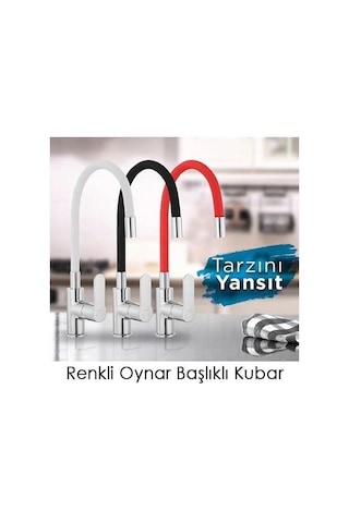 Buğz Esnek Kıvrılabilir Renkli Silikon Oynar Başlıklı Musluk Bataryası Başlığı Kubar