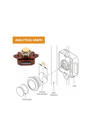 Nayomiglow Adet Anahtarsız Basmalı Düğmeli Kapı Tokmağı Kilidi Rv Karavan Kabin Tekne Motor Ev Dolabı, Kahverengi Altın