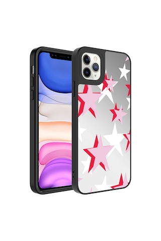 Apple Uyumlu iPhone 11 Pro Max Uyumlu Aynalı Desenli Kamera Korumalı Parlak Zore Mirror Kılıf-yıldız Yıldız -