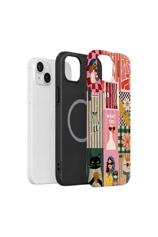 Apple iPhone Uyumlu 15 Vorian Çift Katmanlı Magsafe Kılıf Dolce Vita Collage