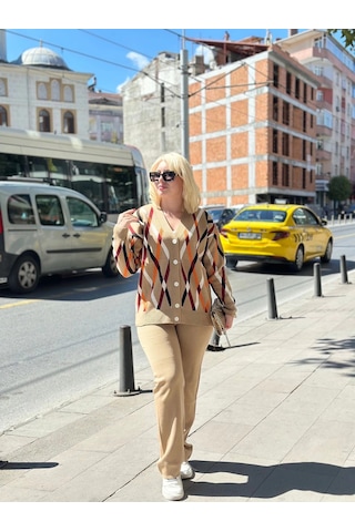 Hırka Pantolon Alt Üst Triko Takım Vizon Vizon