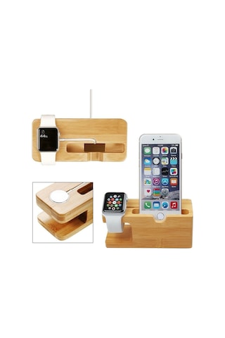 Microcase Watch ve Apple Uyumlu iPhone Bambu Dock Şarj Standı Bd101