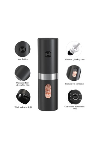 Jialan Şarj Edilebilir Tabanlı Tuz Ve Karabiber Değirmeni Seti Siyah