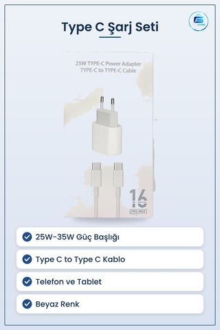 Şarj Aleti 25w Ve 35w Type C Adaptör Kablo Seti Hızlı Telefon Tab