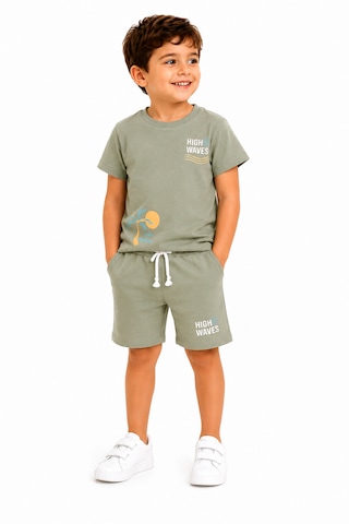 Tucankids Erkek Çocuk %100 Pamuklu İkili Takım Açık Haki Yeşil