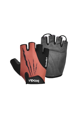 Yaleker Kışlık Spandex-mikrofiber Spreyli Yarı Parmak Bisiklet Eldiveni, Şok Emici, Dayanıklı, Kırmızı, M