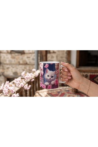 Pembe Kedi Figürlü 3 Boyutlu Görsel Baskılı Kupa Bardak Sevimli Ve Estetik Bir Dokunuş