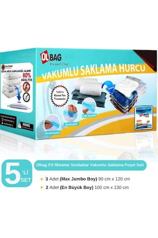 5'li Jumbo İlkbahar Sonbahar Vakumlu Poşet Seti En Büyük Boylar Vakumlu Poşet Hurç Şeffaf