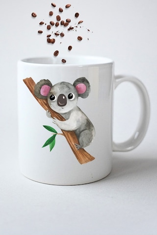 Cute Koala Baskılı Hediye Kupa Bardak Porselen Çay Kahve Fincanı Beyaz Cute Koala Baskılı Hediye Kupa Bardak Porselen Çay Kahve Fincanı Beyaz