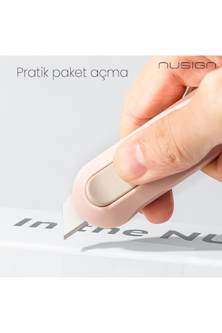 Nusıgn Mini Kesici Bıçak Otomatik Geri Çekmeli Güvenli Maket Bıçağı Pembe