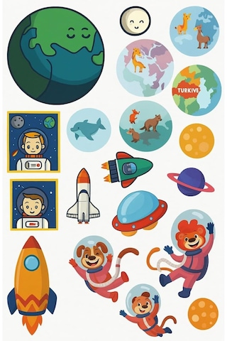 60 Çıkartmalı Sticker Kitabı Eğitici Etkinlik Kitabı Ormanlar, Dinazorlar, Prenses, Fen Ve Doğa