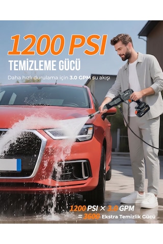 Dager AQUA FORCE 21V Kömürsüz Şarjlı Yüksek Basınçlı Yıkama Makinesi Seti | Çift 4.0 Ah Akü + Köpük Haznesi + Mikrofiber Havlu | 70 Bar