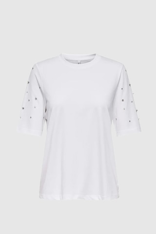Only Kadın Onljulıa Bisiklet Yaka Taş Detaylı %100 Pamuk T-shirt 15324847 Whıte Whıte