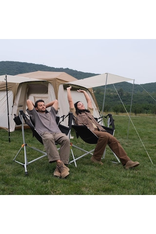 Kingcamp Orchid Double Çift Kişilik Salıncaklı Katlanır Kamp Sandalyesi Gri - Siyah