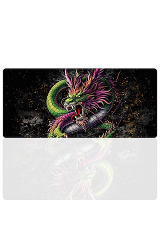 90x40 Cm Ejderha Desenli Oyuncu Gaming Mouse Pad Kaymaz Kauçuk Taban Fare Altlığı Xxl Mousepad Drake Serisi 004
