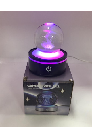 3d Lazer İşlemeli Rgb Işıklı Kristal Küre Gece Lambası Çok Renkli