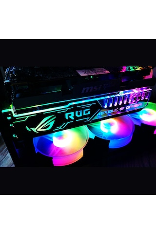Lemestar Rgb Işıklandırmalı Grafik Kart Destek Ayiği - 5v 4pin Besleme Led Power仓 Paneli