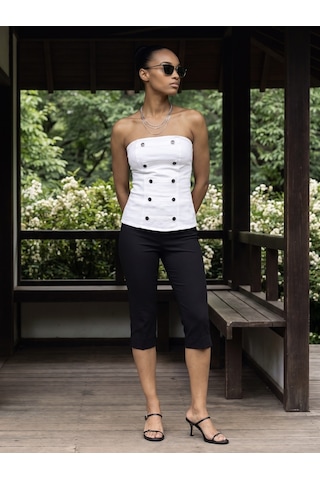 Dilvin 50760 Düğmeli Bandeau Büstiyer-beyaz