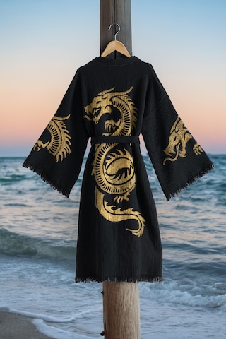Varol Organik %100 Pamuk Kimono Yaka Sabalık Bornoz - Viserion Sarı