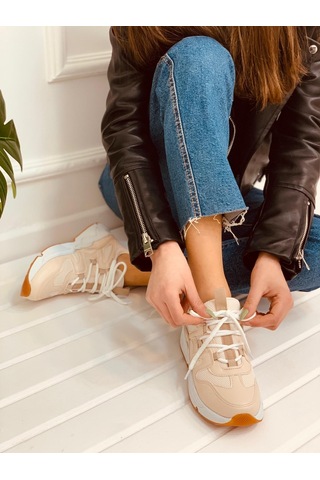 Erva'nın Butiği Ten Deri Travis Kadın Sneakers-2722