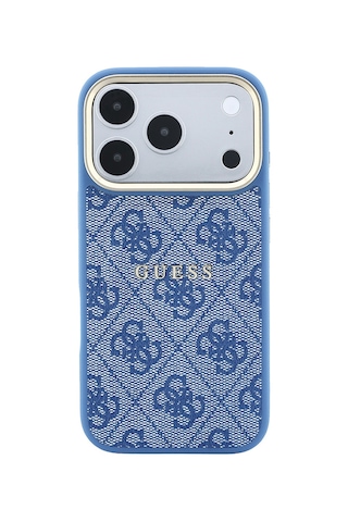 Apple iPhone Uyumlu 18 Pro Max Kılıf Guess Lisanslı M-safe C-magnet 4g Desenli Yazı Logolu Kapak Mavi