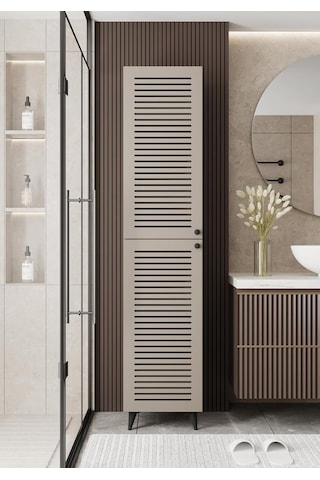 Ayrex Furnitt Home Panjur Kapaklı Çok Amaçlı Yüksek Dolap Mdf Gövde, Raflı Saklama Ünitesi, Kiler Dolabı, M Genel
