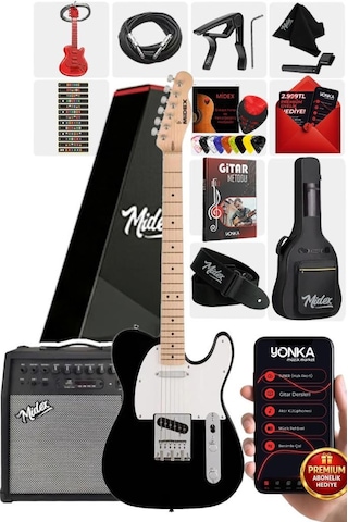 Midex Tlx-50wb-50amp Tele Kasa Maple Klavye 2 Single-coil 50w Amfili Elektro Gitar