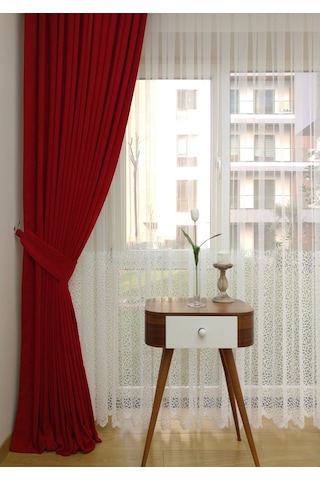 Evdepo Home Kırmızı Fon Perde Tek Kanat (540356104) Kırmızı