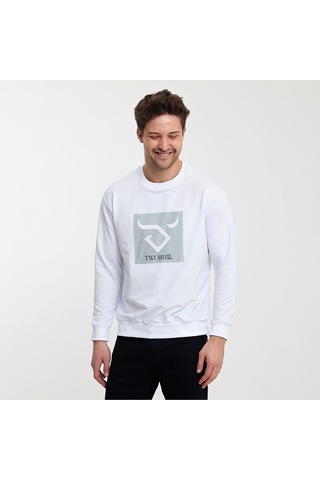 Twobull OSLO Erkek Beyaz Sweatshirt