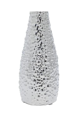 Deco 79 Değişen Desenli Seramik Tomurcuk Vazosu, 3&apos Lü Set 3 "w, 12" H, Gümüş