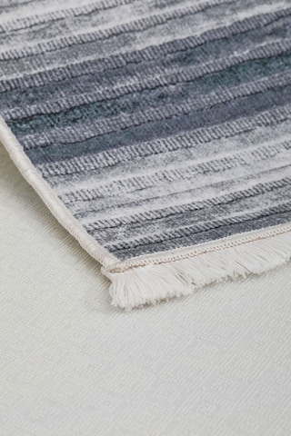 Dijidekor 9026 Gri Saçaklı Dijital Halı Kaymaz Yıkanabilir Yolluk 9026-sacaklı