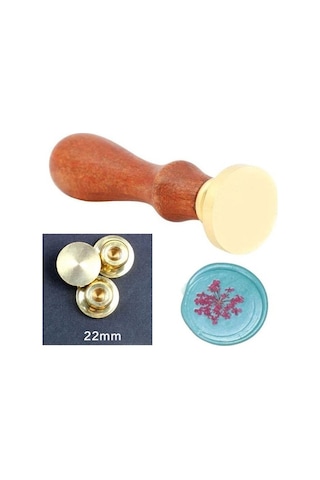 Eritme Balmumu Mührü Damga 22 Mm Yuvarlak Boş Bakır Kafa + Gülağa