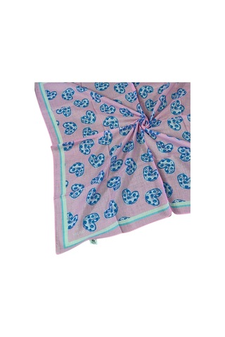 Mim Eşarp Valino Soft Pamuk Çocuk Desenli Eşarp 70x70 Cm Lila - Kalp