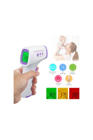 Youmex Mor Dokunsuz Isı Ölçer - Vücut Ve Nesne Sıcaklığı, 1 Saniye Hızlı Ölçüm, Lcd Ekran, Pil Dahil Değil