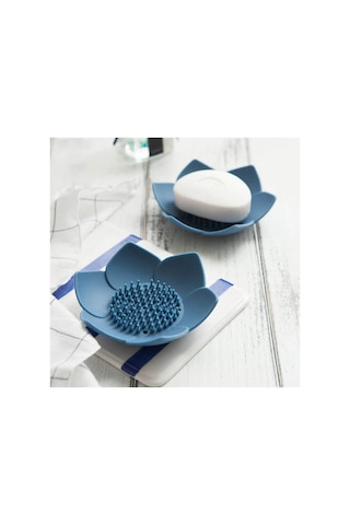 Buççin Online Mağaza 2x Lotus Desenli Sabun Ve Sünger Tutacağı Silikon Su Giderli Lotus Şekilli Şık Katı Sabunluk Plastik Çok Renkli