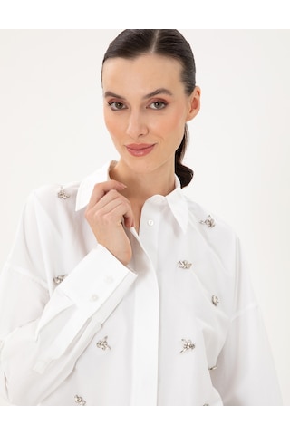 Pierre Cardin Kadın Beyaz Gömlek Desenli 50292277-vr013