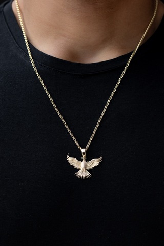 Uşaklıhafız 14 Ayar Altın Kanatlı Kartal Figürlü Erkek Kolyesi