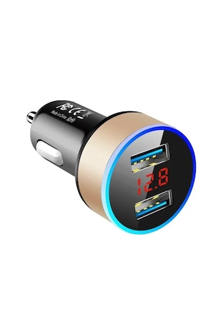 3.1a Çift Hızlı Şarj Cihazı Çakmak 2 Portlu Usb Araç Soketi Po Altın-çin
