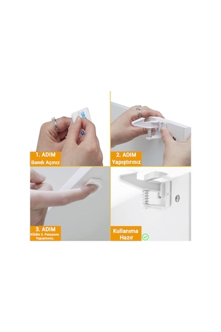 10 Adet Bebek Çocuk Kilit Güvenlik Çekmece Dolap Kilidi Gizli Kil Çok Renkli