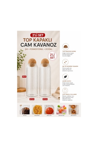 Kapaklı Şeffaf Cam Saklama Kavanozu 1600 Ml Şeffaf