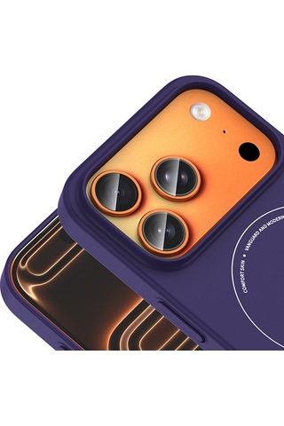 İphone 17 Pro Max Kılıf M-safe Şarj Özellikli Kamera Korumalı Rba Elio Sert Pc Kapak - Derin Mor Çok Renkli
